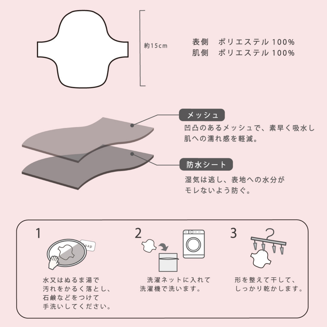 【布ライナー・おりもの用】FOLLISSI Daily｜敏感肌にやさしい国産・手縫い・洗って繰り返せる