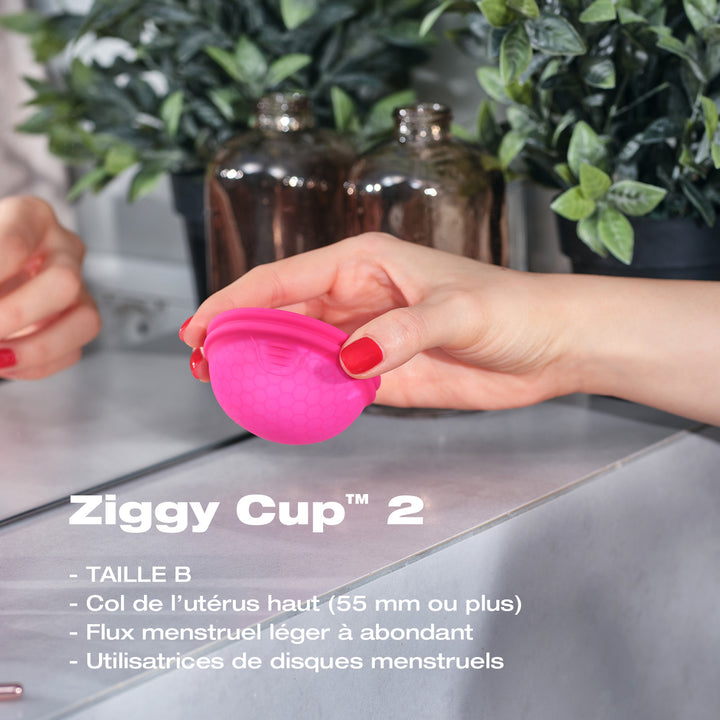 【Heavy Flow / Long Wear】<br> Ziggy Cup 2 (Disc)<br> Approx. 50ml Heavy flow<br> Up to 12 hours Non-absorbent Anti-slip design