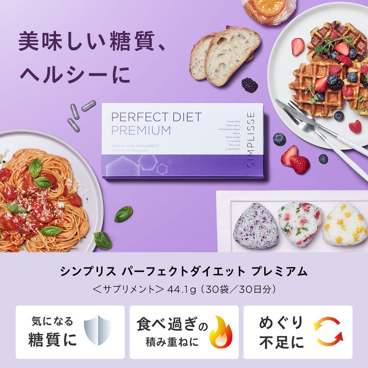 パーフェクトダイエット プレミアム<br>ダイエットサプリ（30日分 / 1ヶ月分）<br>糖質対策サポート