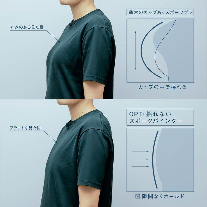 【Stays in place even when active – Comfortable Fit】<br> OPT No-Bounce Sports Binder<br> Designed for light compression – comfortable for extended wear<br> Perfect for sports and everyday use